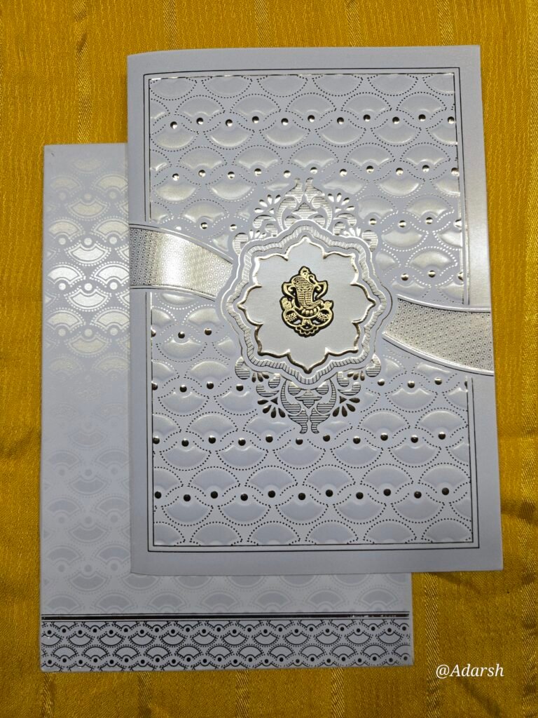 Embossed Pattern Wedding Invitation Card with Silver Foil