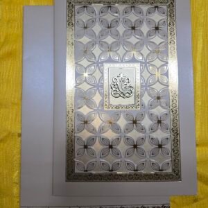 Grey Laser-Cut Four-Petal Floral Window Wedding Invitation Card