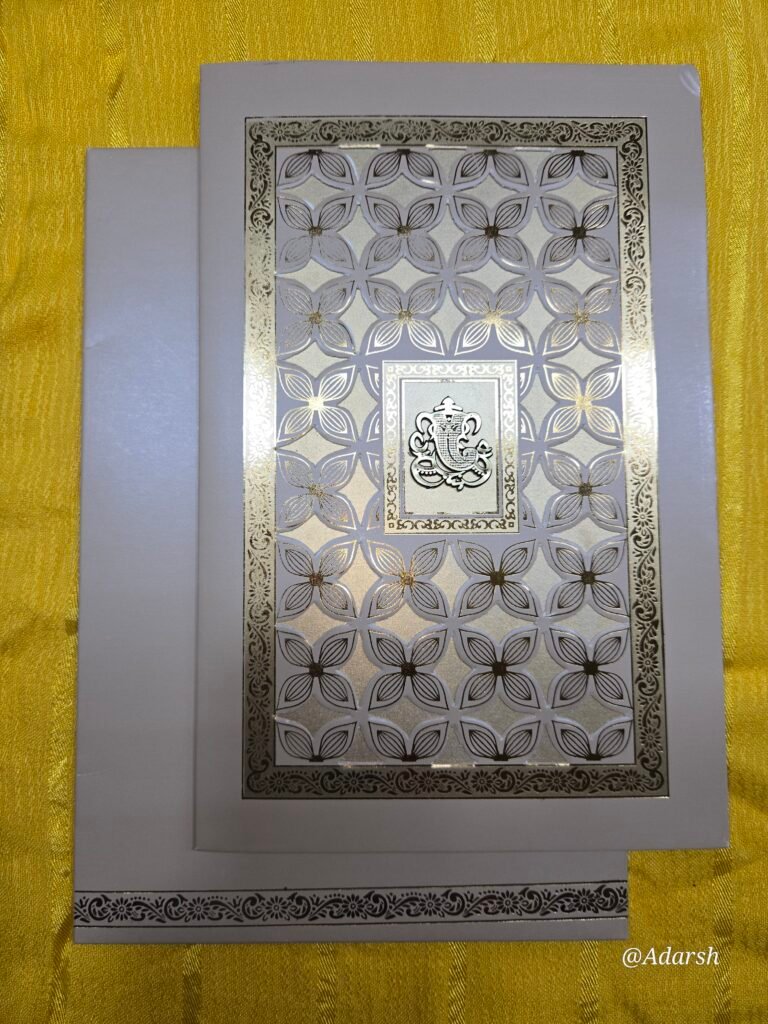 Grey Laser-Cut Four-Petal Floral Window Wedding Invitation Card