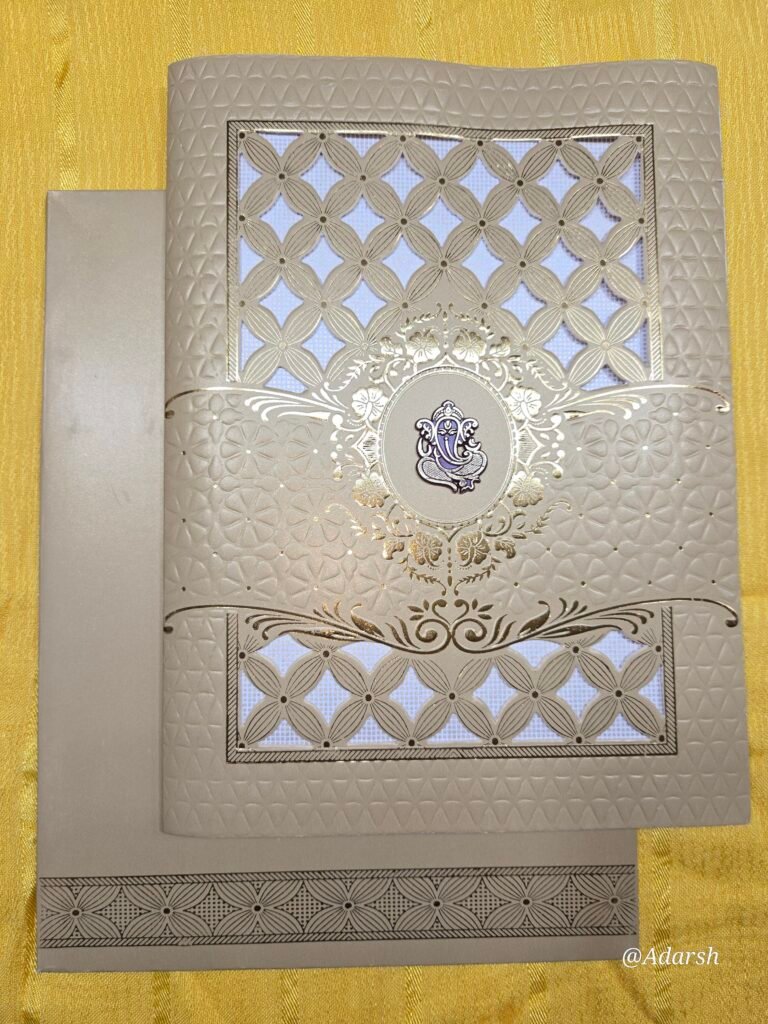 Gold Laser-Cut Lattice Window Wedding Invitation Card