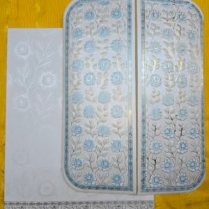 Gatefold Floral Wedding Invitation Card with Blue Foil Accent