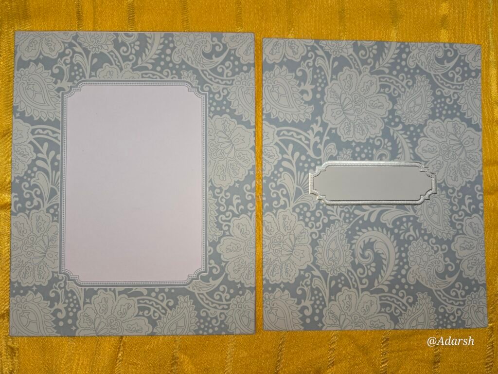 Grey Paisley and Floral Pattern Wedding Invitation Card
