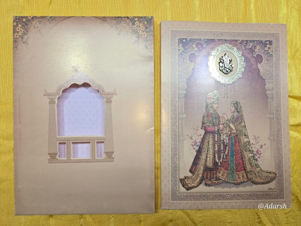 Laser-Cut Window Wedding Invitation Card with Varmala Ritual Portrait