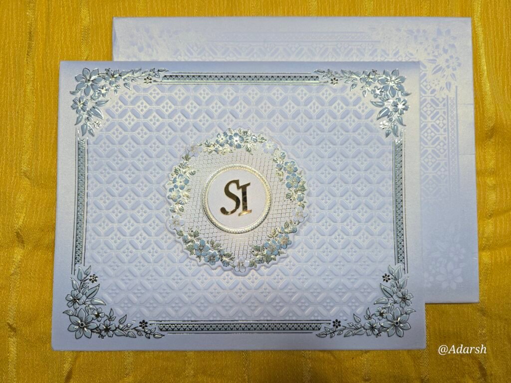 Self-Embossed Geometric Pattern Wedding Invitation Card