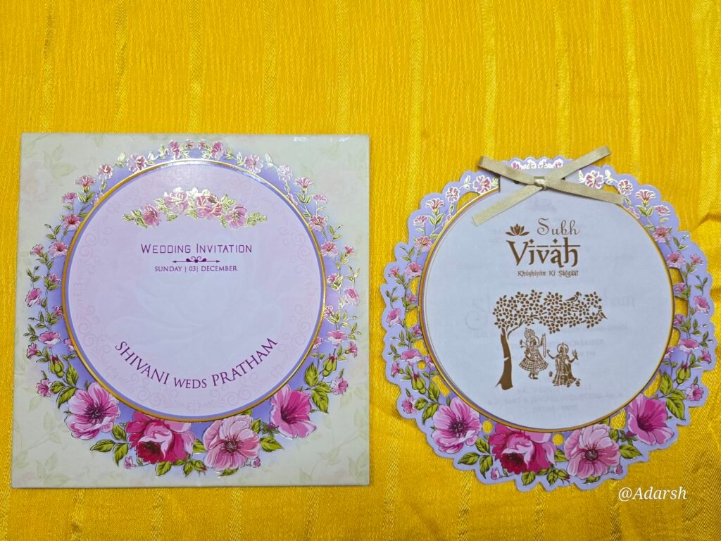 Circular Die-Cut Pastel Floral Wedding Invitation Card