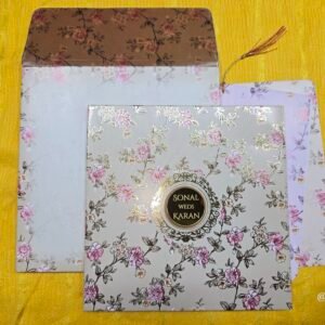 Premium Metallic Floral Wedding Invitation Card