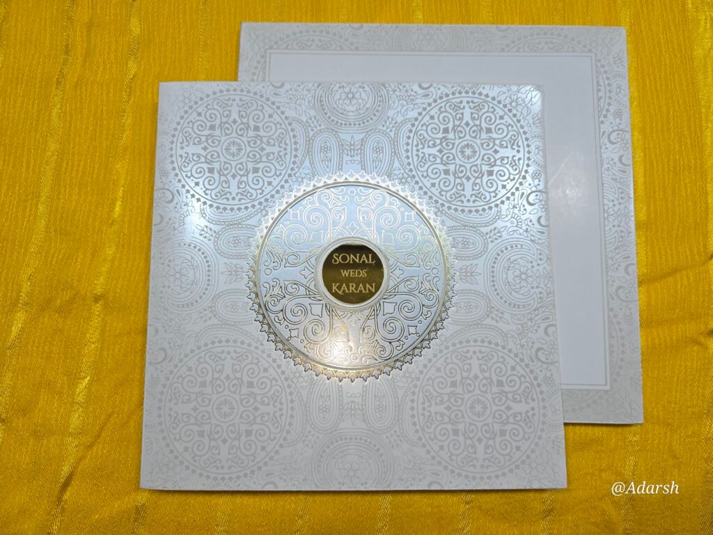 Self-Embossed Damask Pattern Wedding Invitation Card