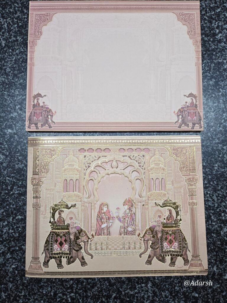 Traditional Royal Palace and Royal Elephant Theme Wedding Card