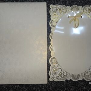 Gold Laser-Cut Wedding Invitation Card with Ribbon Bow