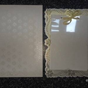 Gold Foil Laser-Cut Floral Wedding Invitation Card with Ribbon Tag