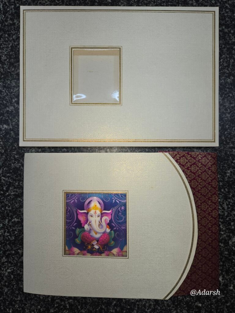 3D Ganesha Window-Cut Wedding Invitation Card