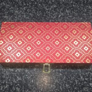 Traditional Red and Gold Brocade-Style Shagun Box