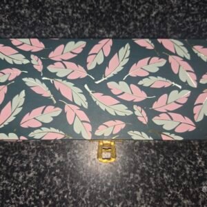Modern Pink and Mint-Green Feather Print Shagun Box