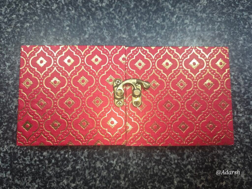 Red and Gold Fabric-Textured Shagun Box