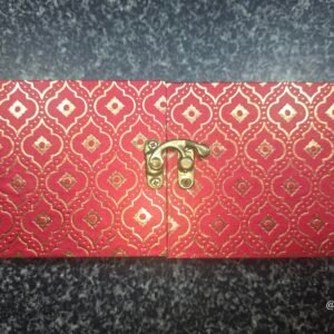 Red and Gold Fabric-Textured Shagun Box